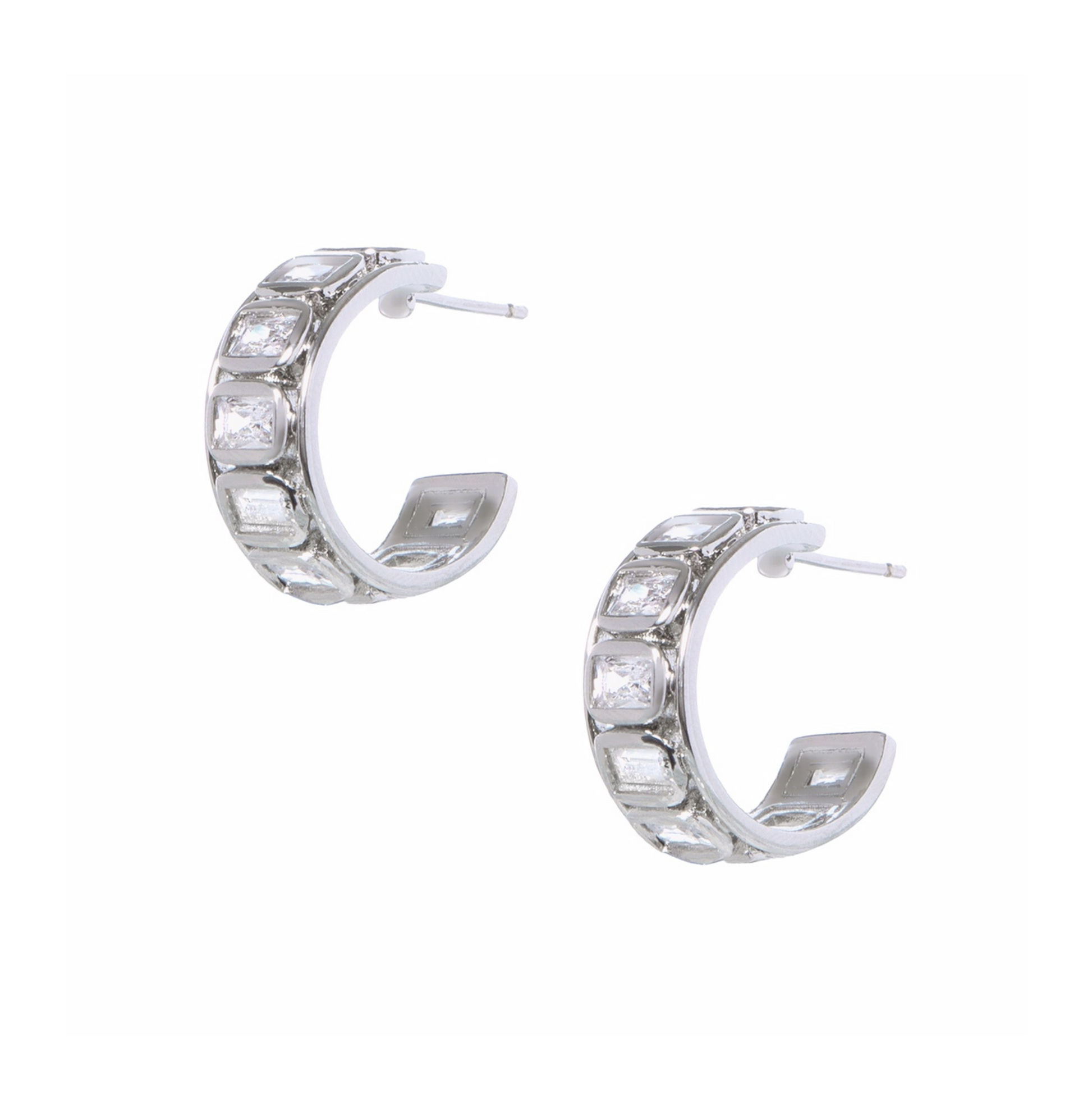 BAGUETTE SILVER HOOPS