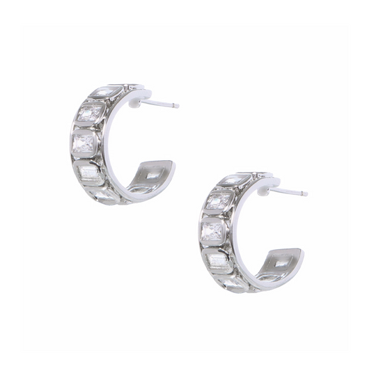 BAGUETTE SILVER HOOPS