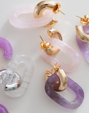 CHUBBY AMETHYST GOLD HOOPS