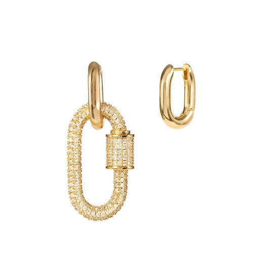 CRYSTAL LINK GOLD EARRINGS