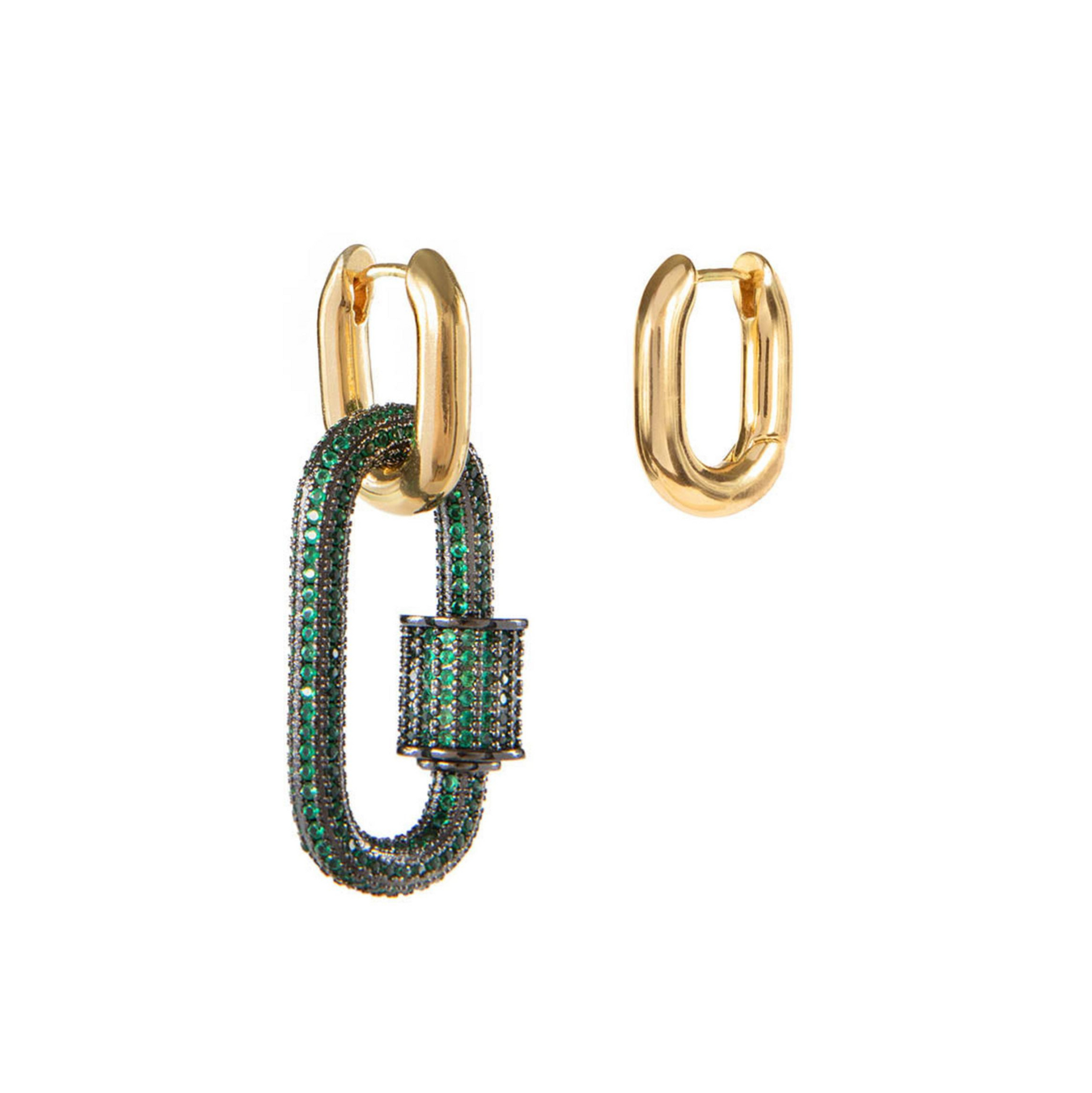 CRYSTAL LINK EMERALD GREEN EARRINGS