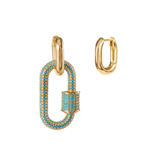 CRYSTAL LINK TURQUOISE EARRINGS