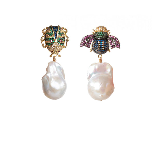 BEETLE JEWEL GOLD EARRINGS