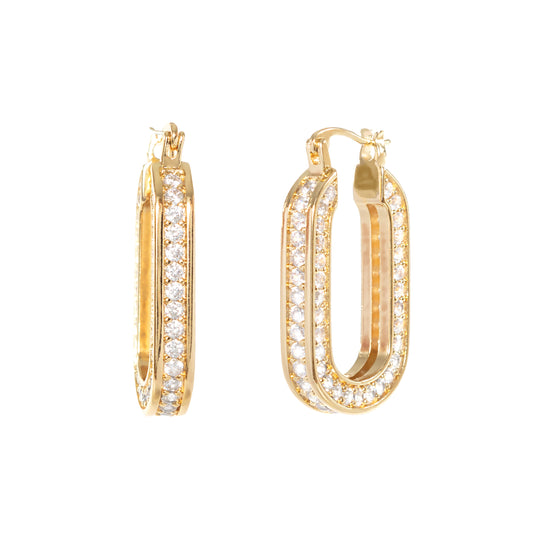 CRYSTAL GOLD HOOPS