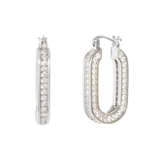 CRYSTAL SILVER HOOPS