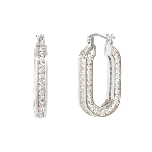 CRYSTAL SILVER HOOPS