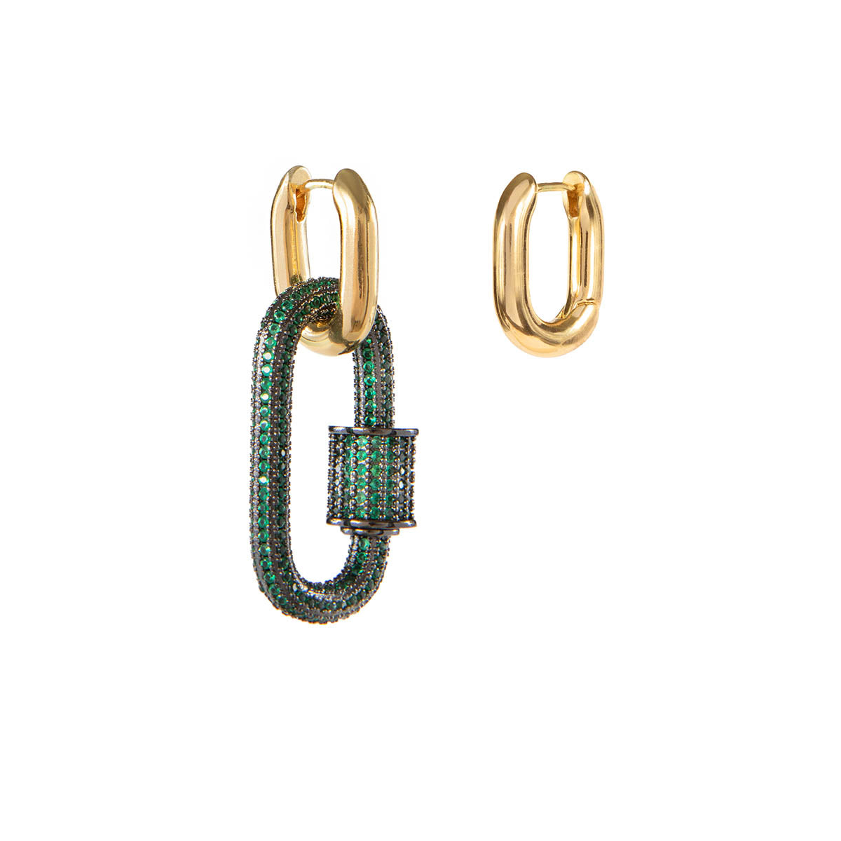 CRYSTAL LINK EMERALD GREEN EARRINGS