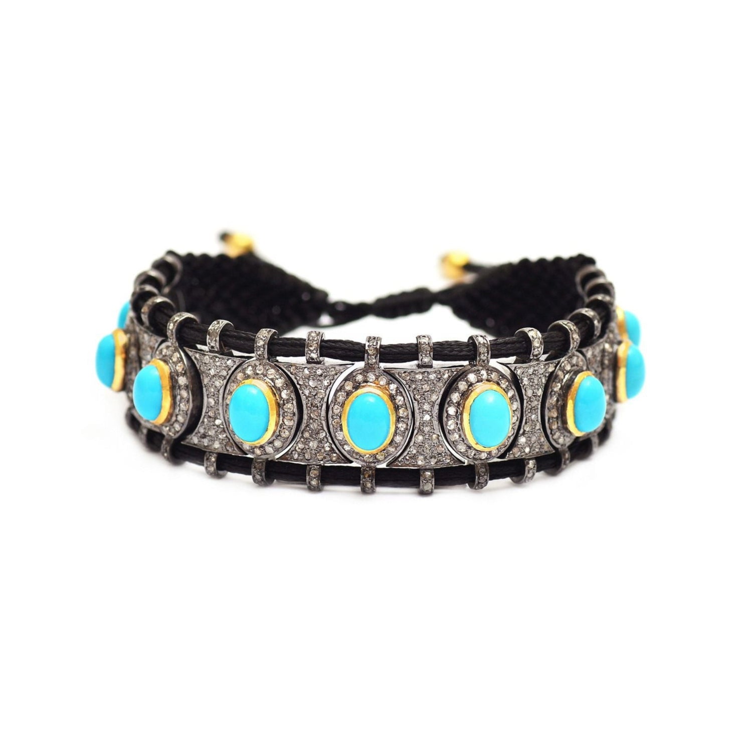 TURQUOISE & SMOKY DIAMONDS BRACELET
