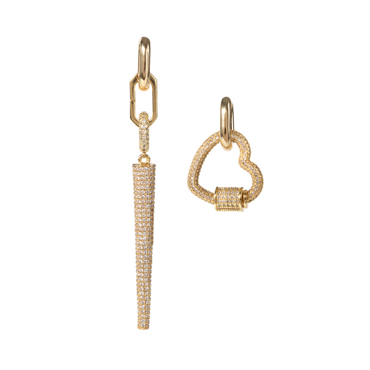 SPIKE & HEART GOLD EARRINGS