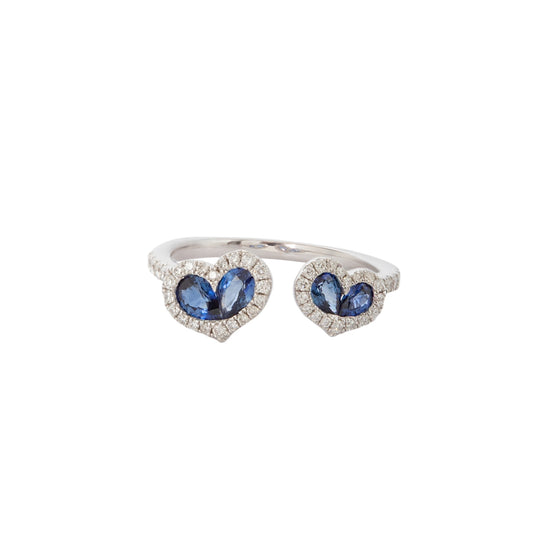 DIAMOND SAPPHIRE HEARTS RING