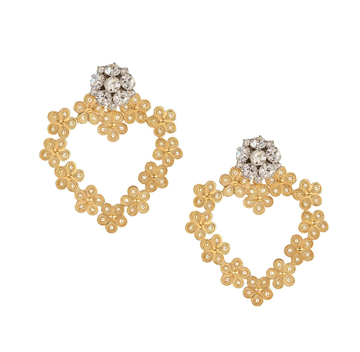 FLOWER HEART GOLD EARRINGS