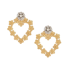 FLOWER HEART GOLD EARRINGS