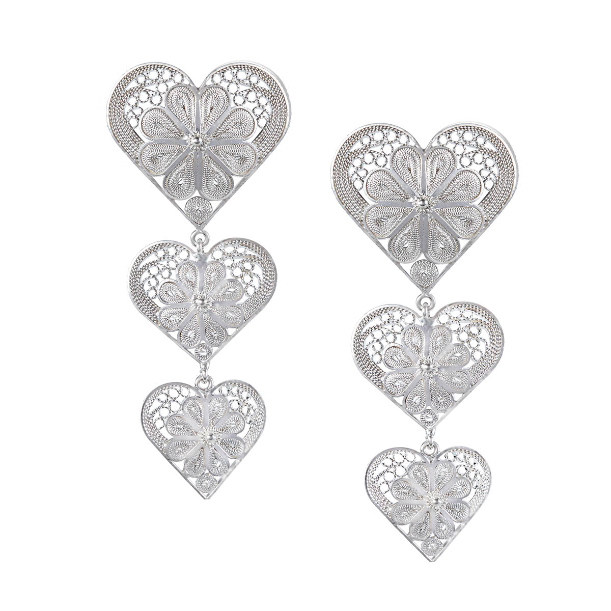 HEARTS SILVER EARRINGS