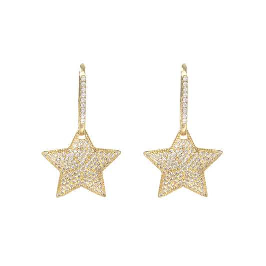 CRYSTAL STAR GOLD EARRINGS