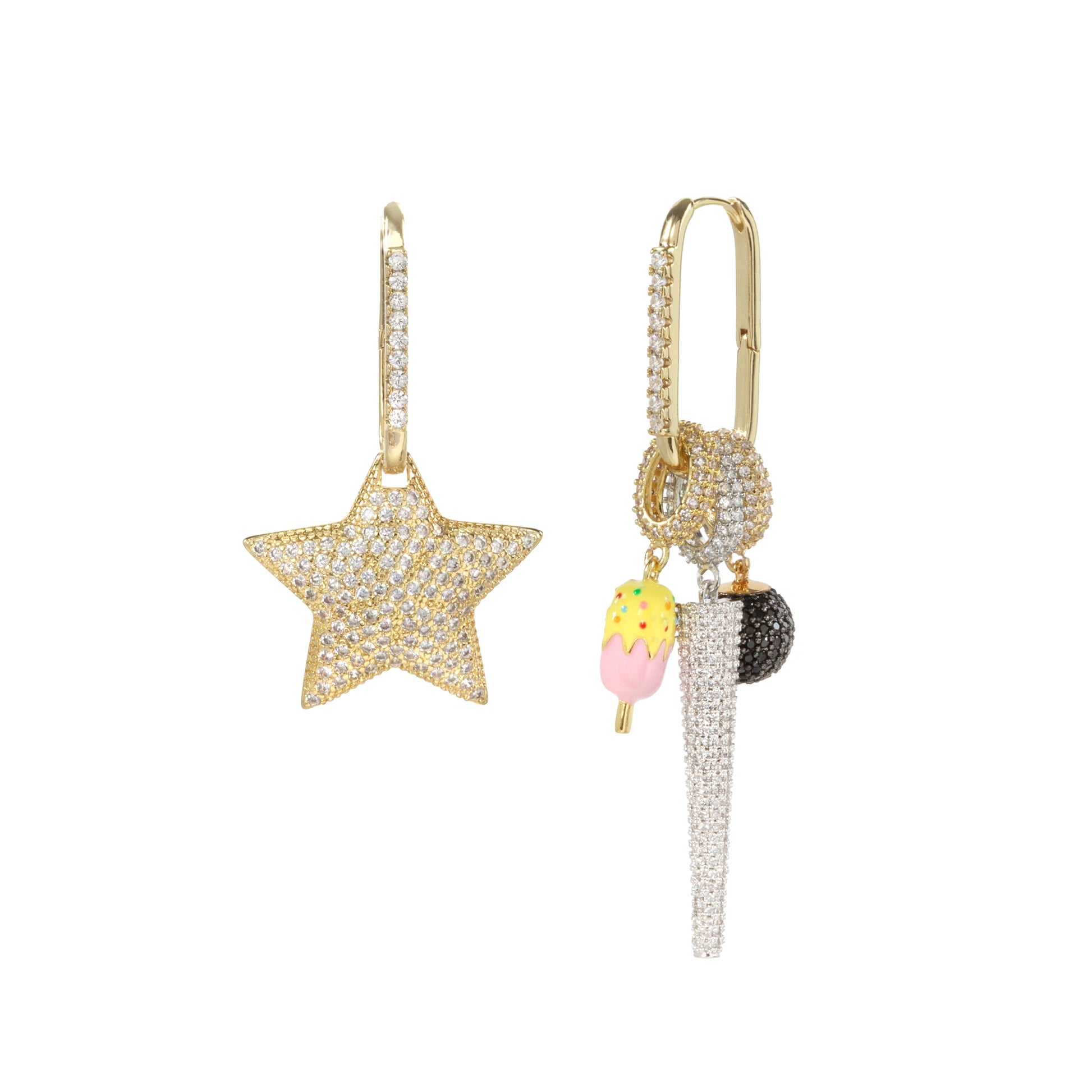 STAR & CHARMS GOLD HOOPS