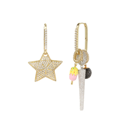 STAR & CHARMS GOLD HOOPS