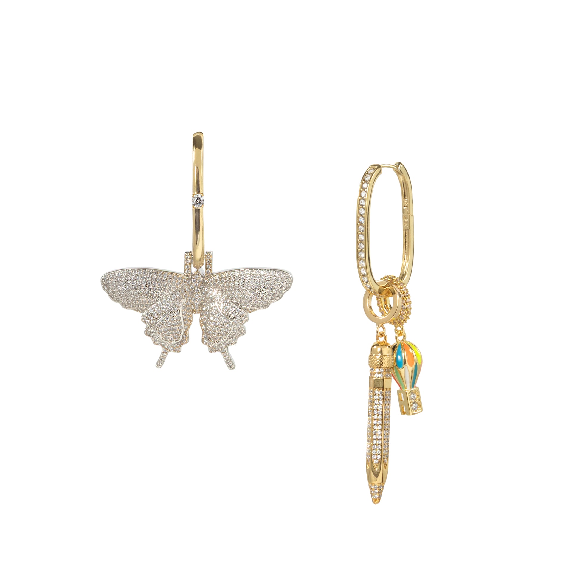 MARIPOSA & CHARMS HOOPS CLEAR