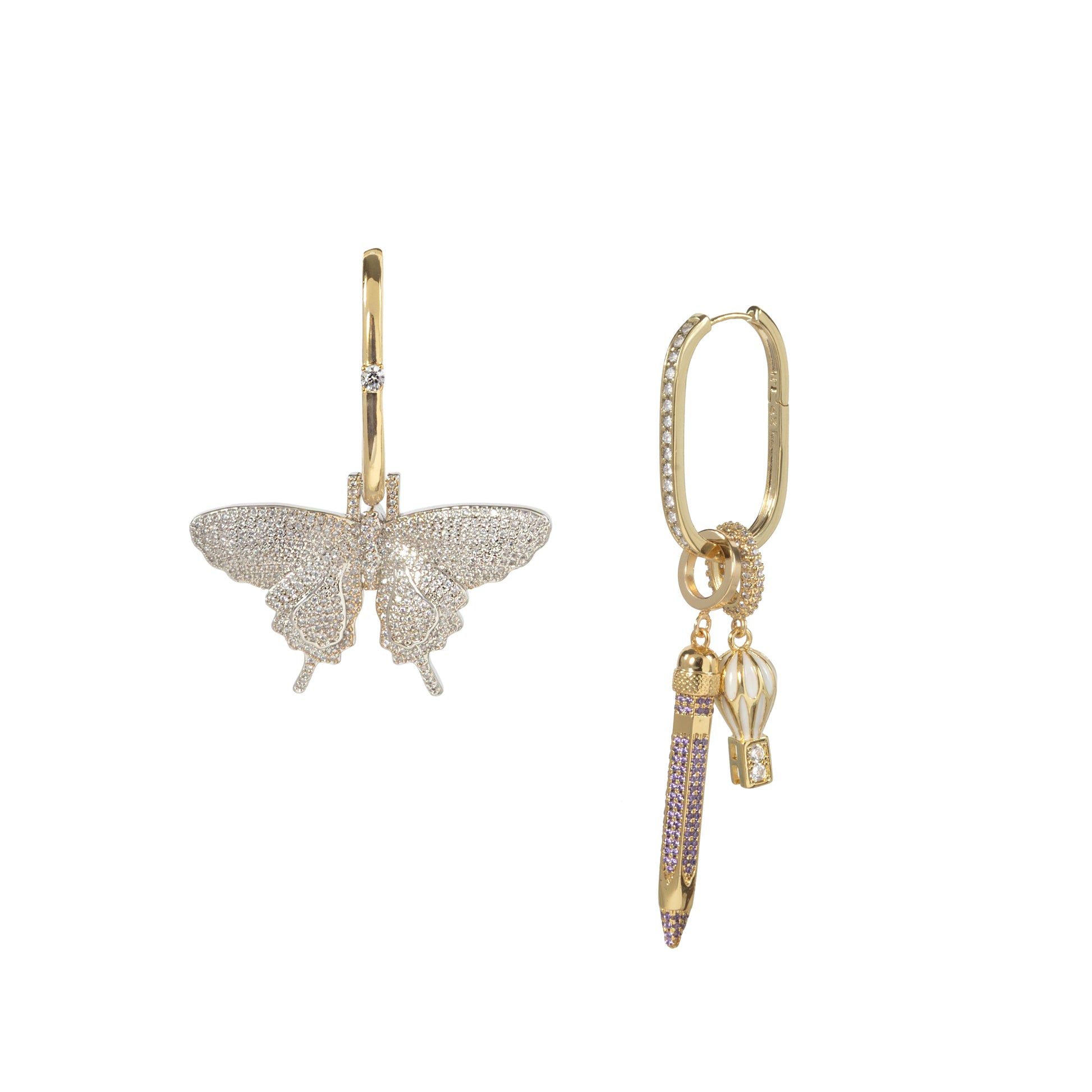 MARIPOSA & CHARMS HOOPS PASTEL LILAC