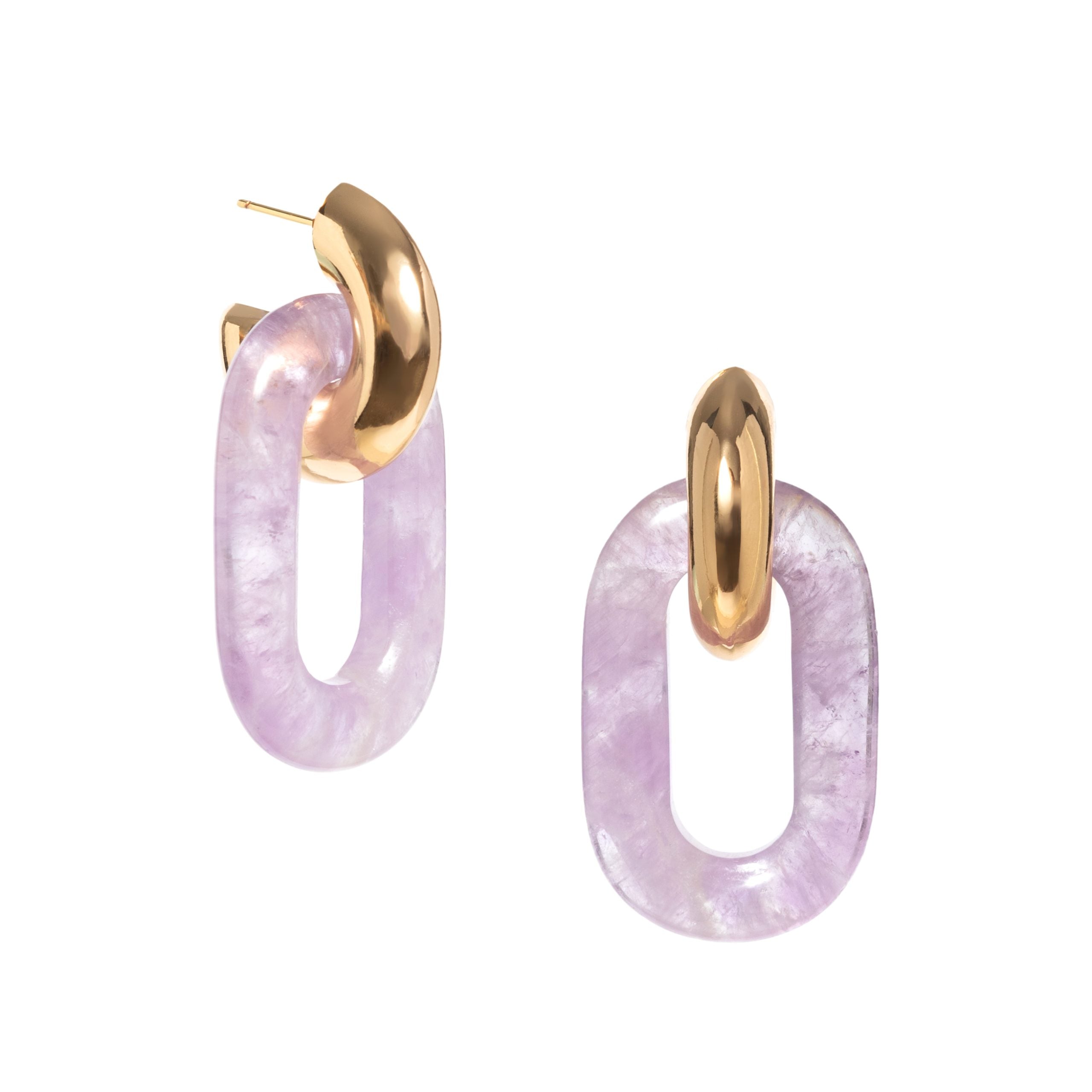 CHUBBY AMETHYST GOLD HOOPS – Irma Lopez