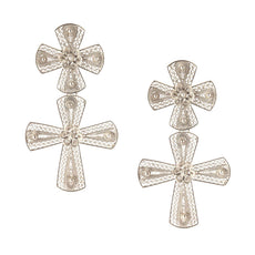 VINTAGE CROSS  SILVER EARRINGS