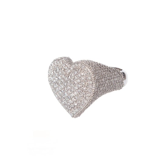JUMBO HEART FULL DIAMONDS RING