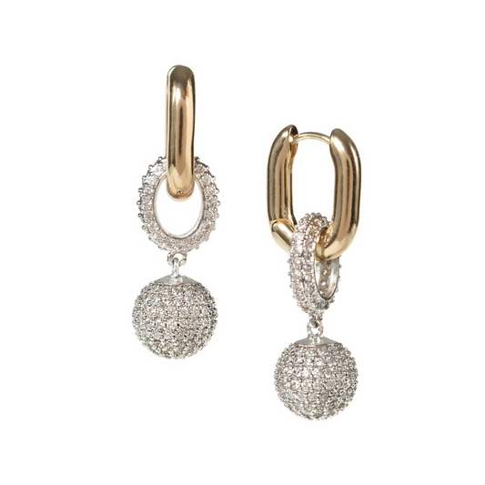 PAVE MINI BALL SILVER HOOPS