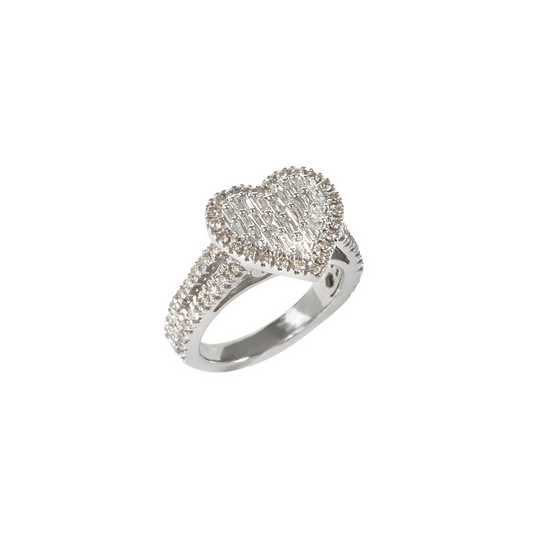 BAGUETTE DIAMOND HEART RING