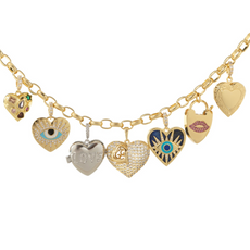 MULTI HEART CHARMS NECKLACE