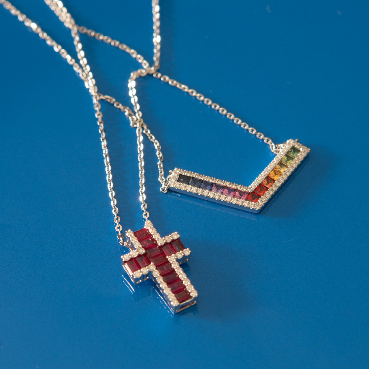 RAINBOW SAPPHIRE & DIAMOND CHAIN