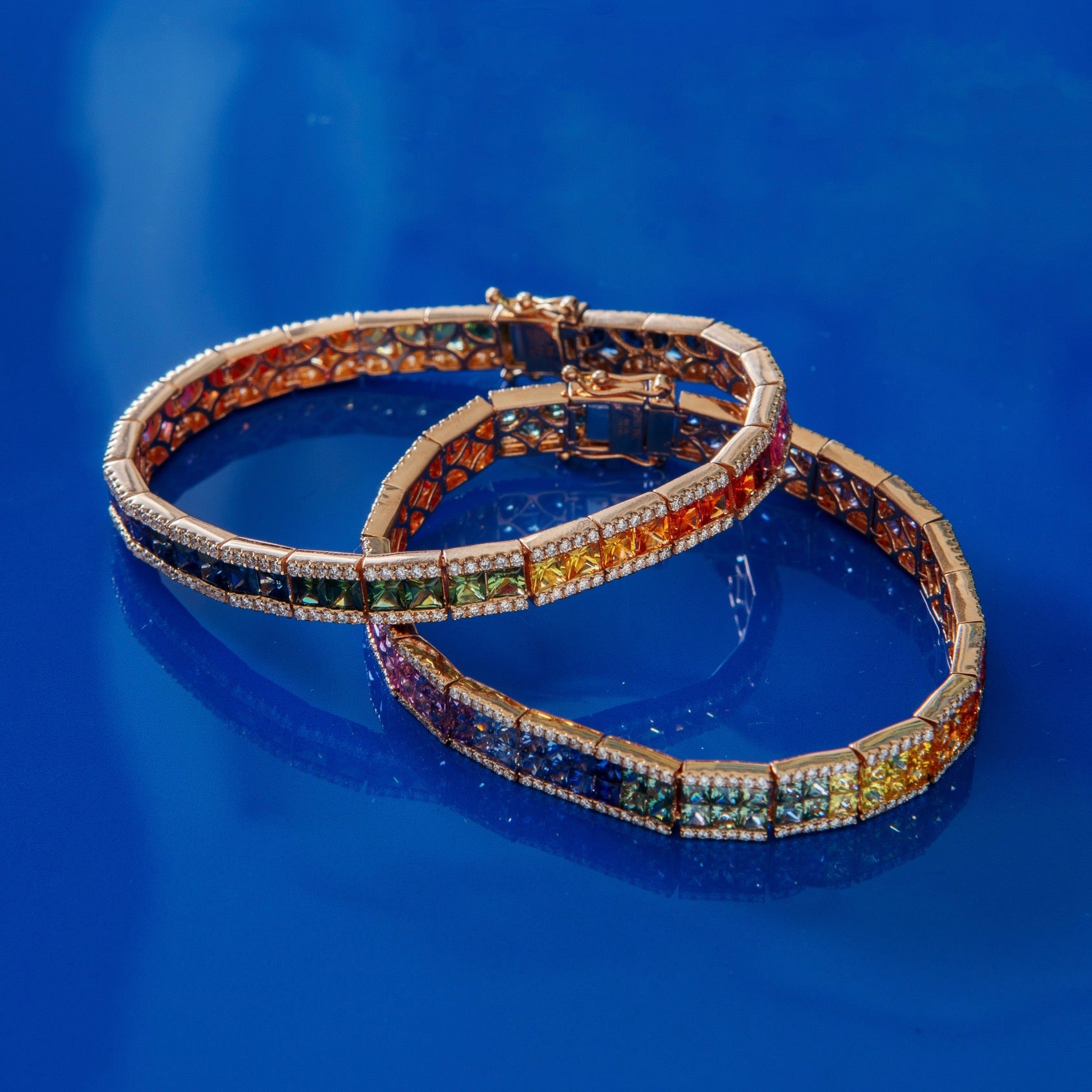 RAINBOW SAPPHIRE AND DIAMOND BRACELET