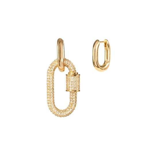 CRYSTAL LINK GOLD EARRINGS