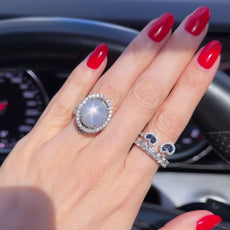DIAMOND SAPPHIRE HEARTS RING